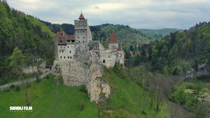 Dracula castle on a cloudy day