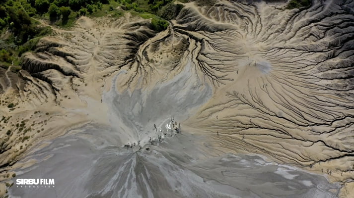 Mud volcano in Buzau, Romania seen from above. A stunning natural site.