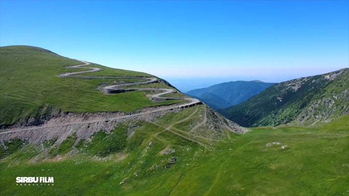 Transalpina the mountain top on a beautiful day
