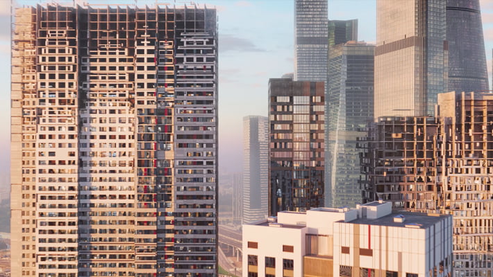 Animated building in the back for the commercial kortros headliner